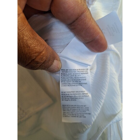 YEST Women's White Gauzy Cotton Button Up Shirt Women's Sz 10 Crochet Bohemian - Picture 11 of 12